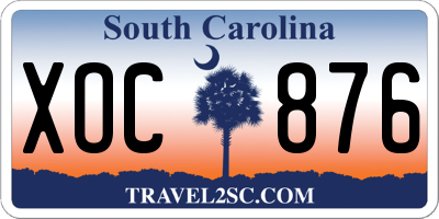 SC license plate XOC876
