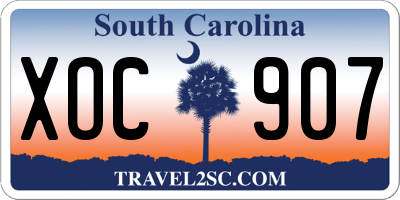 SC license plate XOC907
