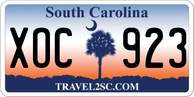 SC license plate XOC923