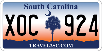 SC license plate XOC924