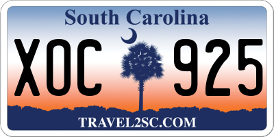 SC license plate XOC925