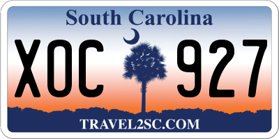 SC license plate XOC927