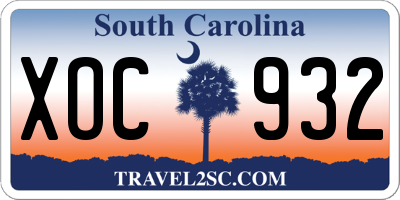 SC license plate XOC932