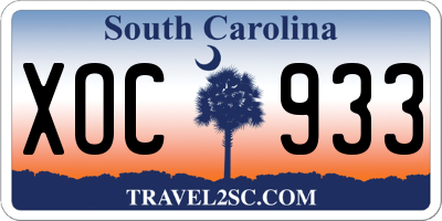 SC license plate XOC933