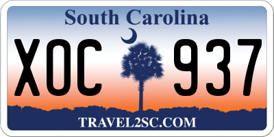 SC license plate XOC937
