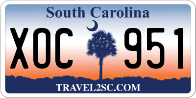 SC license plate XOC951