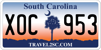 SC license plate XOC953