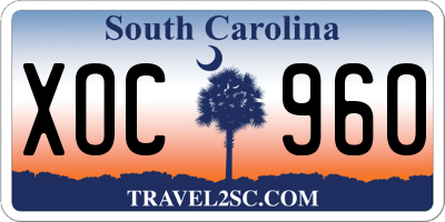 SC license plate XOC960