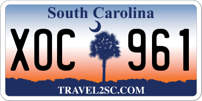 SC license plate XOC961