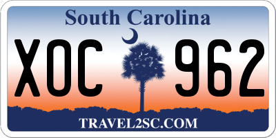 SC license plate XOC962
