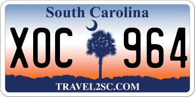 SC license plate XOC964