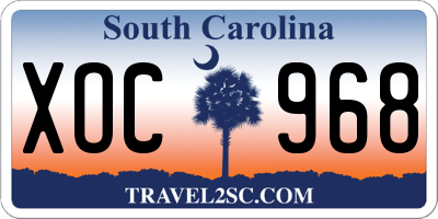 SC license plate XOC968