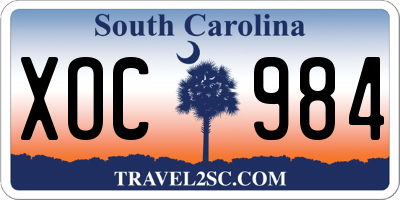 SC license plate XOC984