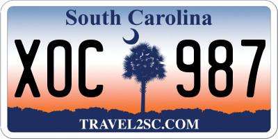 SC license plate XOC987