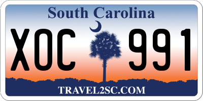 SC license plate XOC991