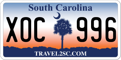 SC license plate XOC996