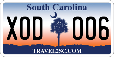 SC license plate XOD006