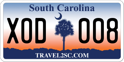 SC license plate XOD008