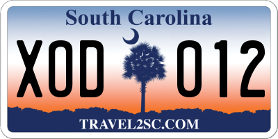SC license plate XOD012