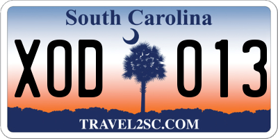 SC license plate XOD013
