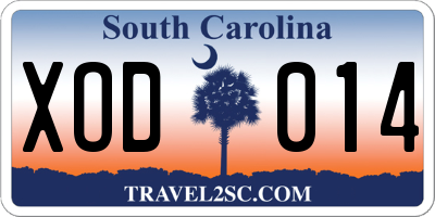 SC license plate XOD014
