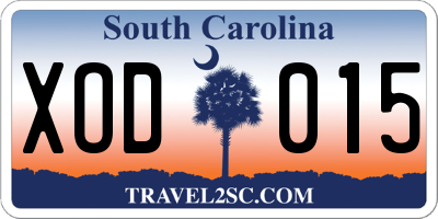 SC license plate XOD015