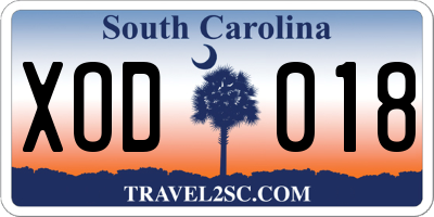 SC license plate XOD018