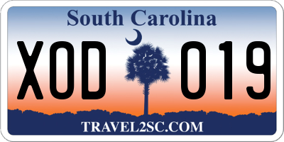 SC license plate XOD019