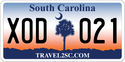 SC license plate XOD021