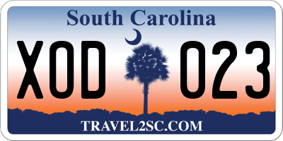 SC license plate XOD023