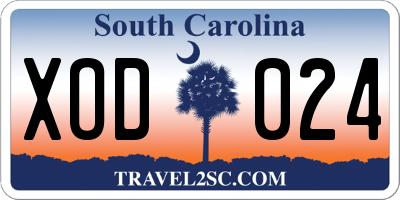 SC license plate XOD024
