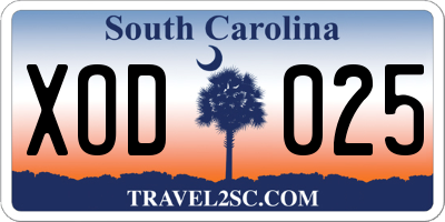SC license plate XOD025