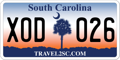 SC license plate XOD026