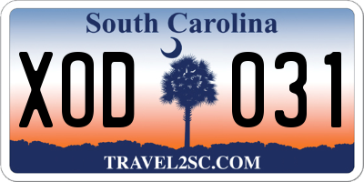 SC license plate XOD031