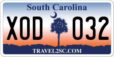 SC license plate XOD032