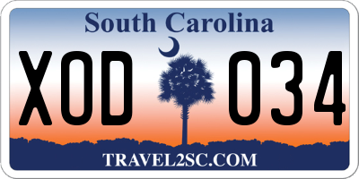 SC license plate XOD034