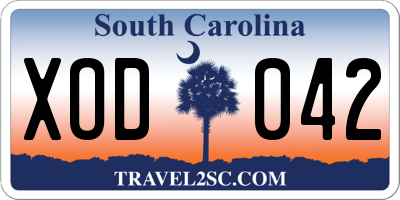 SC license plate XOD042