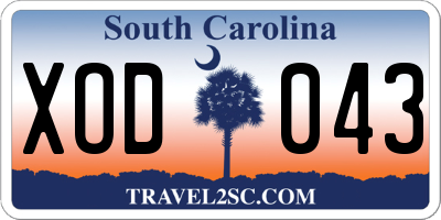 SC license plate XOD043