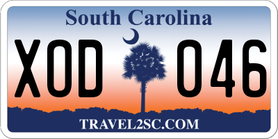 SC license plate XOD046