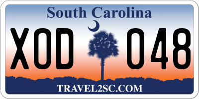 SC license plate XOD048