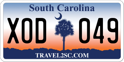 SC license plate XOD049