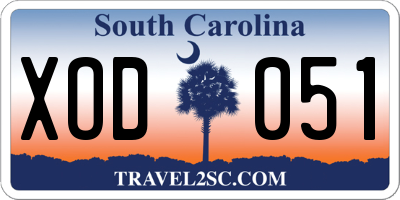 SC license plate XOD051