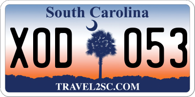 SC license plate XOD053