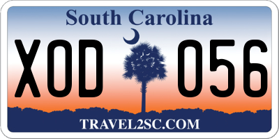 SC license plate XOD056