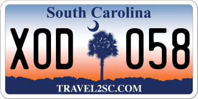 SC license plate XOD058
