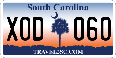 SC license plate XOD060