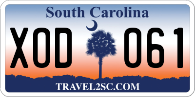 SC license plate XOD061