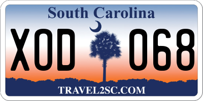 SC license plate XOD068