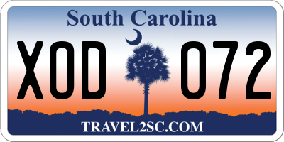 SC license plate XOD072