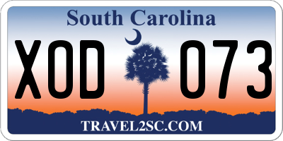 SC license plate XOD073